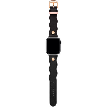TED Wavy Design Black Leather Strap for APPLE Watches 38-40 mm