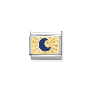 Σύνδεσμος (Link) NOMINATION μπλε φεγγάρι από χρυσό 18 καρατίων με σμάλτο