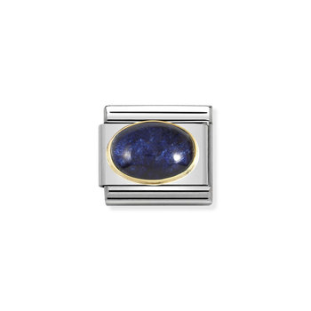NOMINATION Link in Stainless Steel and Gold 18K with Blue Crystal