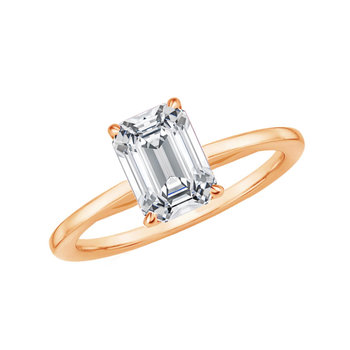 SOLEDOR Radiant 14ct Rose Gold Solitaire Ring with Zircon (No 53)