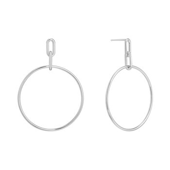 ANIA HAIE Cable Link Hoop Starling Silver Rhodium Plated Earrings Set