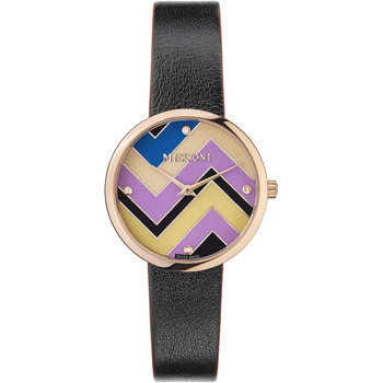 MISSONI Μ1 Black Leather Strap