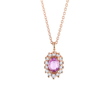 Necklace 18ct Rose Gold with Diamond and Sapphire by FaCaDoro