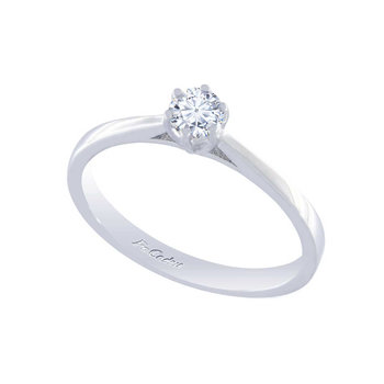 Solitaire Ring 18ct White Gold with Diamond by FaCaDoro (No 53)