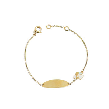 Bracelet 14K Gold Military Tag with Design of Little Angel by Ino&Ibo