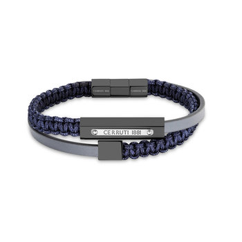 CERRUTI Flux Stainless Steel and Leather Bracelet