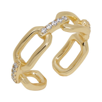 JCOU Unchain 14ct Gold-Plated Sterling Silver Ring with White Zircon