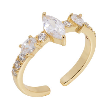 JCOU Multi Stone 14ct Gold-Plated Sterling Silver Ring with White Zircon