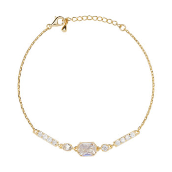 JCOU Multi Stone 14ct Gold-Plated Sterling Silver Bracelet with White Zircon