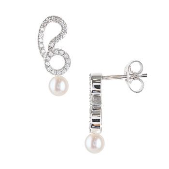 14ct White Gold Earrings with Zircons and Pearls