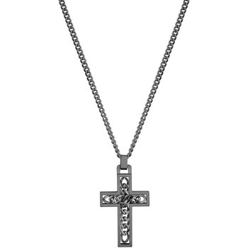 POLICE Crossed Out Metallic Cross with Chain