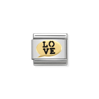 Σύνδεσμος (Link) NOMINATION LOVE από ατσάλι και χρυσό 18K με σμάλτο