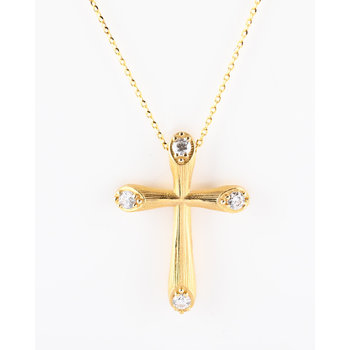 14ct Gold Cross with Zircon by FaCaDoro
