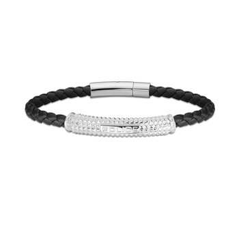 POLICE Hardware Stainless Steel and Leather Bracelet