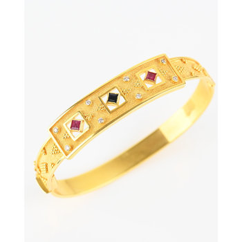 18ct Gold bracelet with Diamonds, Ruby and Sapphire by Savvidis