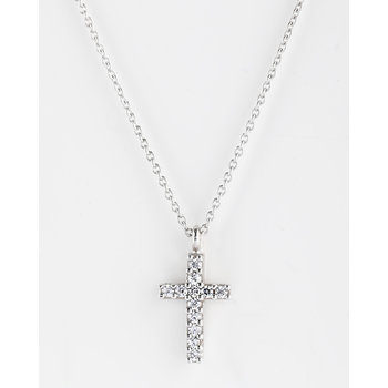 14ct White Gold Cross with Zircons by FaCaD’oro