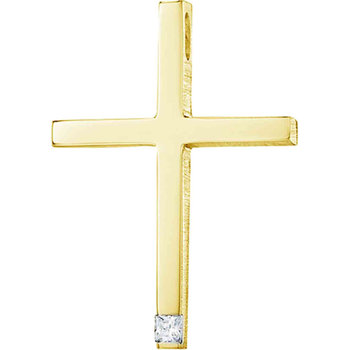 18ct Gold Cross with Diamond by Triantos