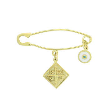 9ct Gold Pin with Charm and Eye by Ino&Ibo