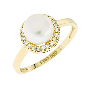 14ct Gold Ring with Zircons and Pearls by SAVVIDIS (No 53)