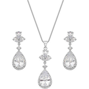 GLORIA HOPE Necklace And Earrings Set with Zircons