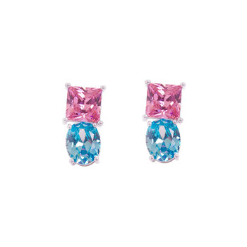 CHIARA FERRAGNI Princess Rainbow Rhodium Plated Earrings with Zircons