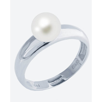Μονόπετρο δαχτυλίδι SOLEDOR της σειράς Pearl Sparkle από λευκόχρυσο 14Κ με μαργαριτάρι (Νο 53)