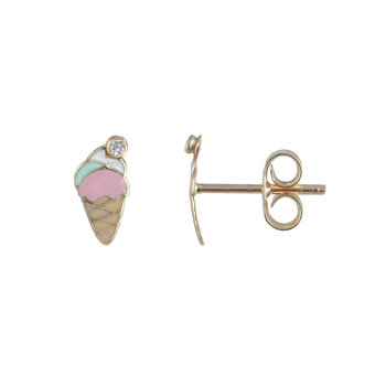 9ct Gold Earrings in Icecream shape with Enamel by Ino&Ibo