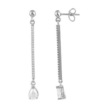 14ct White Gold Earrings with Ζircons by SOLEDOR