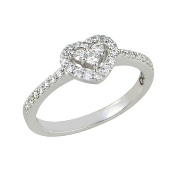 Μονόπετρο δαχτυλίδι SAVVIDIS από λευκόχρυσο 18Κ και διαμάντι σε σχήμα καρδιάς (No 53)