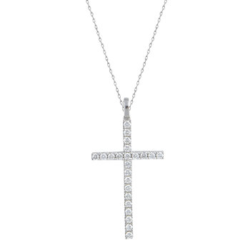 Necklace with cross in 18K White Gold with Diamonds by SAVVIDIS
