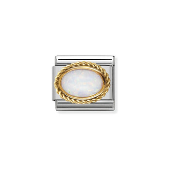 NOMINATION Link OVAL made of Stainless Steel and 18ct Gold with Opal