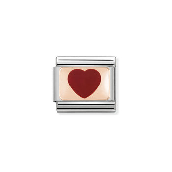 Nomination Link HEART made of Stainless Steel and 9ct Rose Gold with Enamel