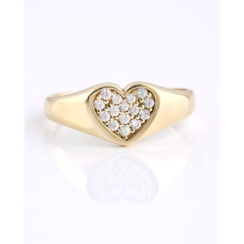 SAVVIDIS The Love Collection 14ct Gold Heart Ring with Zircons (No 54)