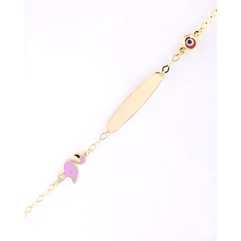 Gold plated Silver Bracelet with Evil Eye and Flamingo by Ino&Ibo
