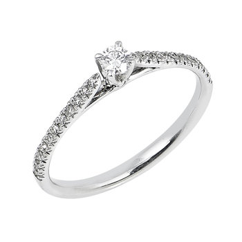 18ct White Gold Solitaire Engagement Ring with DIamonds by Savvidis (Νο 53)
