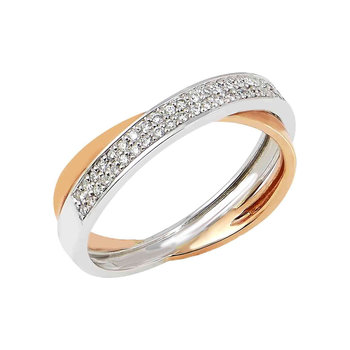Δαχτυλίδι σειρέ SAVVIDIS από ροζ χρυσό και λευκόχρυσο 18Κ με διαμάντια (No 54)