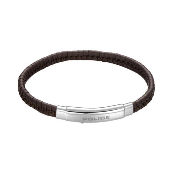 POLICE Indy Stainless Steel and Leather Bracelet