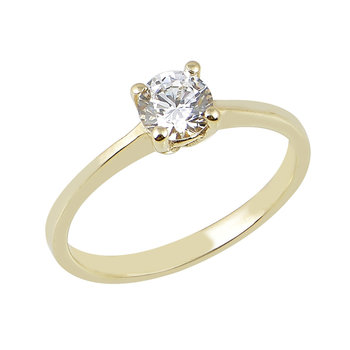 14ct Gold Solitaire Engagement Ring with Zircons by SAVVIDIS (Νο 53)