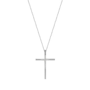 Βαπτιστικός σταυρός FaCaD’oro από λευκόχρυσο 18Κ με διαμάντια