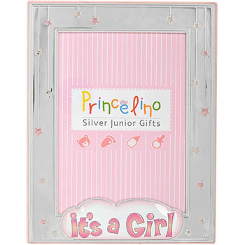 Διακοσμητική ασημένια παιδική κορνίζα It's a girl PRINCELINO (13 x 18 cm)