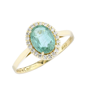 18ct Gold Ring with Emerald and Diamonds by FaCaD’oro (No55)