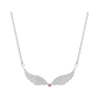 Κολιέ DOUKISSA NOMIKOU Ruby Angel Wings Necklace Silver