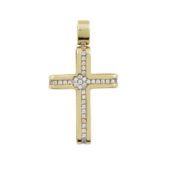 14ct Gold Cross with Zircon by SAVVIDIS