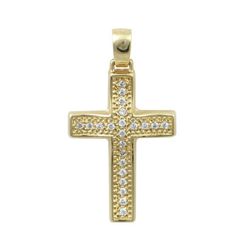 14ct Gold Cross with Zircons by SAVVIDIS
