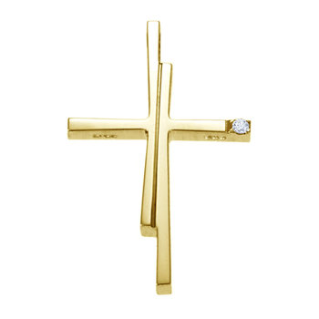 14ct Gold Cross with Diamonds by TRIANTOS