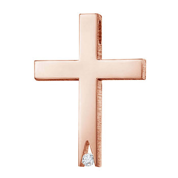 Βαπτιστικός σταυρός TRIANTOS από ροζ χρυσό 14Κ με διαμάντι