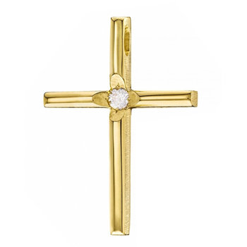 14ct Gold Cross with Zircons by TRIANTOS