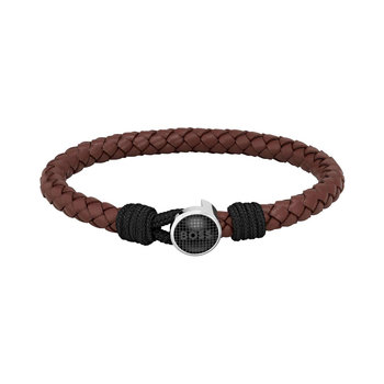 BOSS Thad Classic Stainless Steel And Leather Mens Bracelet