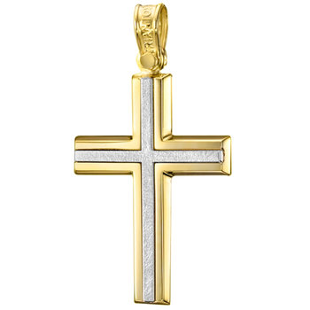14ct Two-Toned Gold Cross by Triantos