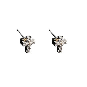 CHIARA FERRAGNI Croci Rhodium Plated Earrings with Zircons